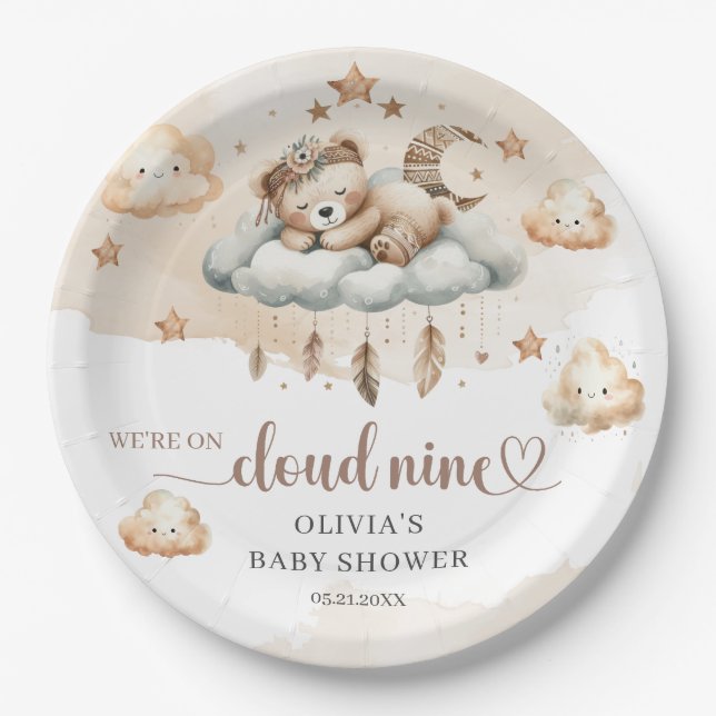 Prato De Papel Urso de pelúcia castanho-claro-de-marfim-claro-de- (Frente)