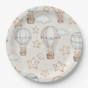 Prato De Papel Urso de Pelúcia Fofo Balão de Ar Quente Padrão Neu