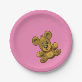 Prato De Papel Urso de Teddy a Rosa