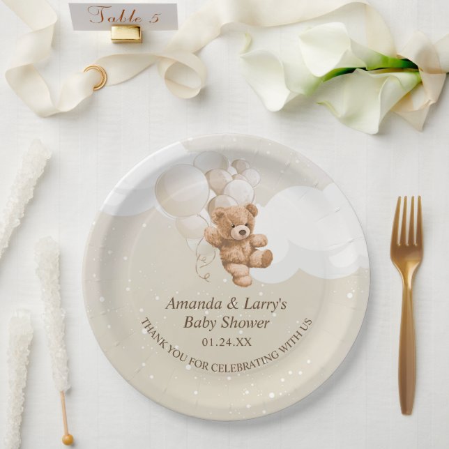 Prato De Papel Urso de Teddy com Balões (Casamento)
