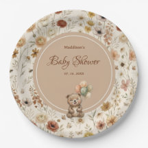 Urso de Terracota Boho Floral Chá de Bebê