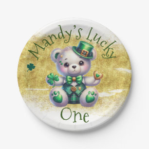 Prato De Papel Urso do Dia de São Patrício Verde Aniversário Sort