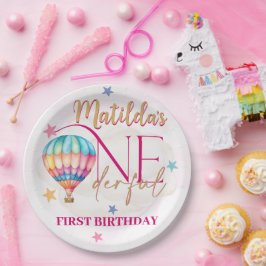 Prato De Papel Urso em um balão cor-de-rosa com placas de papel r