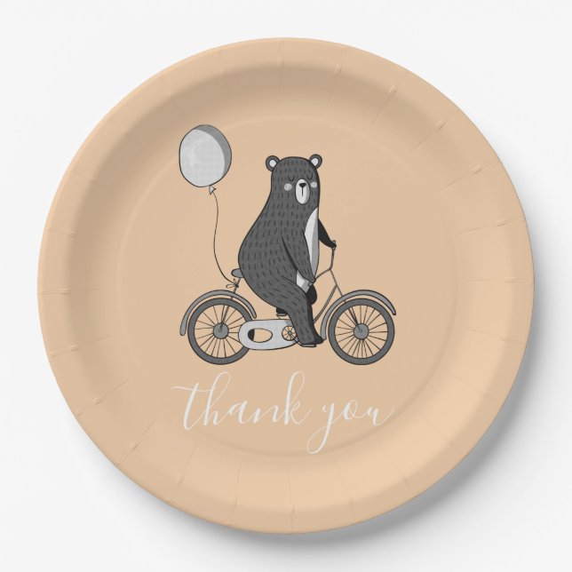 Prato De Papel Urso Escandinavo na Bike Minimalist Obrigado (Frente)