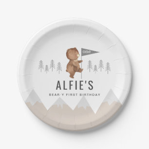 Prato De Papel Urso Monta Primeiro Aniversário