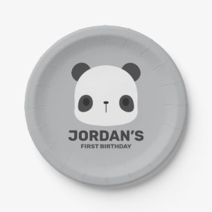 Prato De Papel Urso Panda Bonito com Nome Personalizado