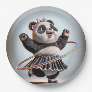 Prato De Papel Urso Panda Com Arco-Íris De Hula Hoop