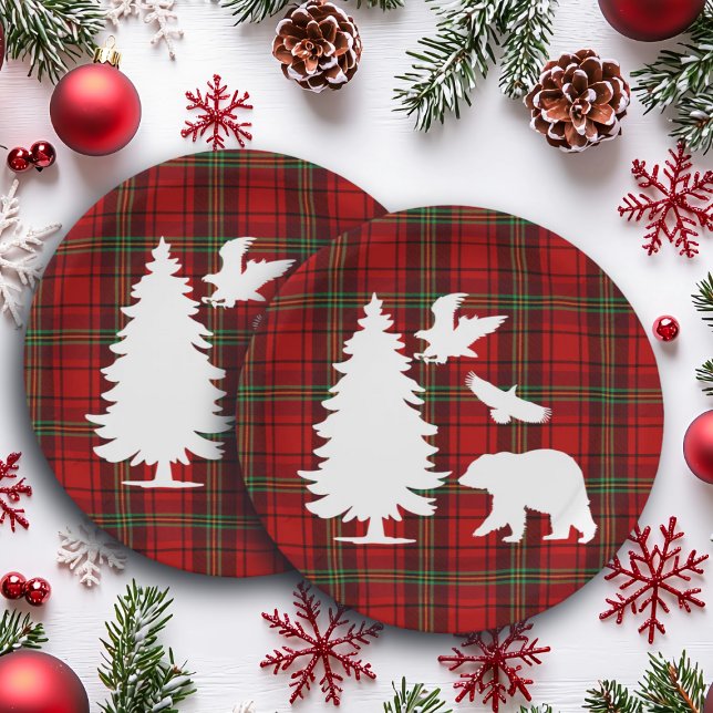 Prato De Papel Urso-Pinheiro Águia Vermelho Preto (Criador carregado)