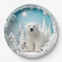Urso Polar com Filhote Oceano Ártico Branco Invern