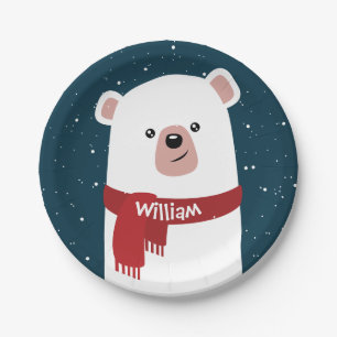 Prato De Papel Urso polar l Natal l feriado personalizado