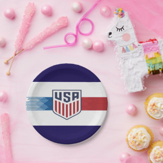 Prato De Papel USA Soccer Party Paper Plate