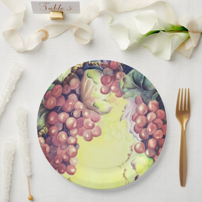 Prato De Papel Uvas Tuscanas Vermelhas para Celebrações de Vinho (Casamento)