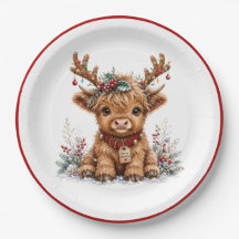 Vaca Alta Escocesa de Natal Fofa com Chifres Festi