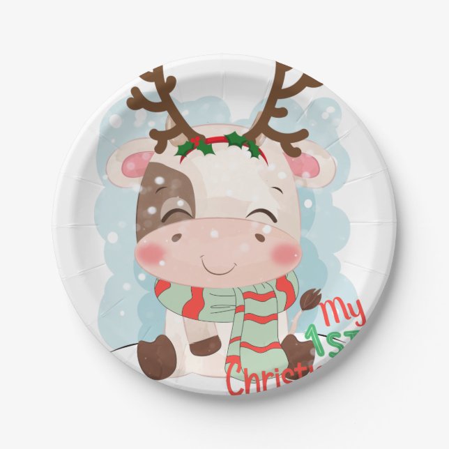 Prato De Papel Vaca Meu Natal De 1rua (Frente)