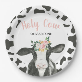 Prato De Papel Vaca sagrada, estou com um gingado floral rosa de 