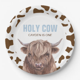 Prato De Papel Vaca sagrada, sou um aniversário de estampa de vac