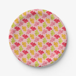 Prato De Papel Vacas Gummy Frutas Tropicais Rosa