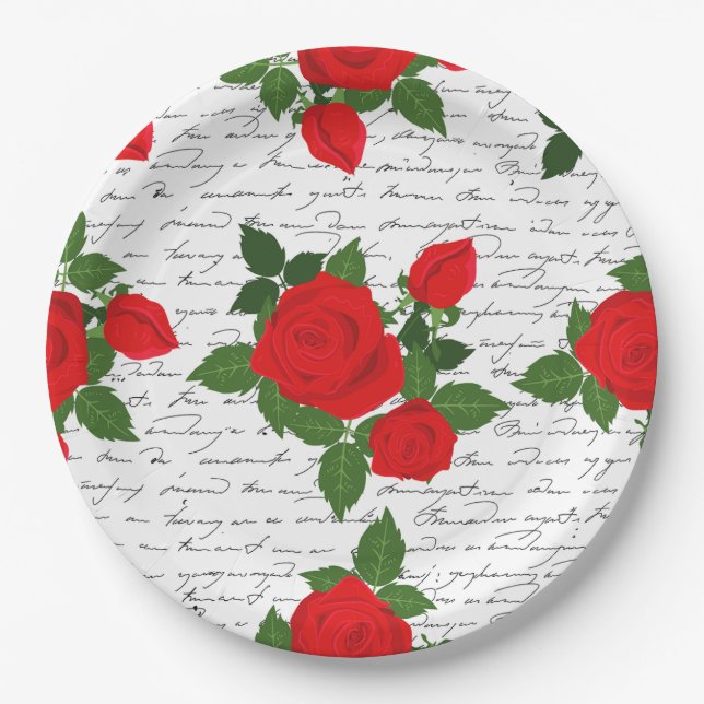 Prato De Papel valentine love letter red roses romantic (Frente)