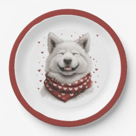 Prato De Papel Valentines Day Samoyed Dog