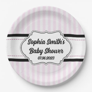 Prato De Papel Vamos Bebê vamos festejar rosa e boneca preta