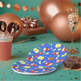 Prato De Papel Vamos começar a festa - Pop Apple no azul