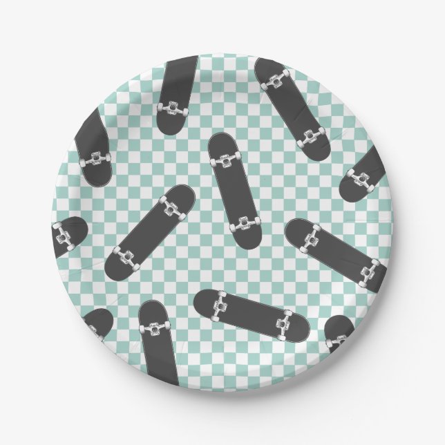 Prato De Papel Vamos de skate chute-o no aniversário (Frente)