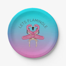 Prato De Papel Vamos Festa do Flamingo Boia Ombre Rosa