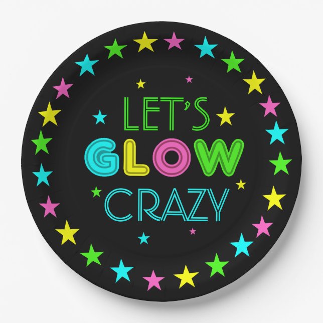 Prato De Papel Vamos Glow Crazy Party (Frente)