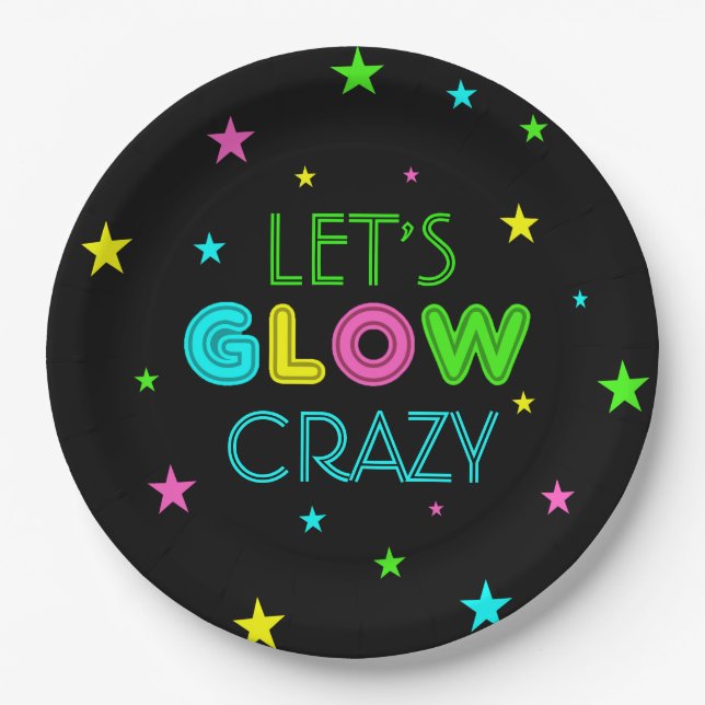 Prato De Papel Vamos Glow Crazy Party (Frente)
