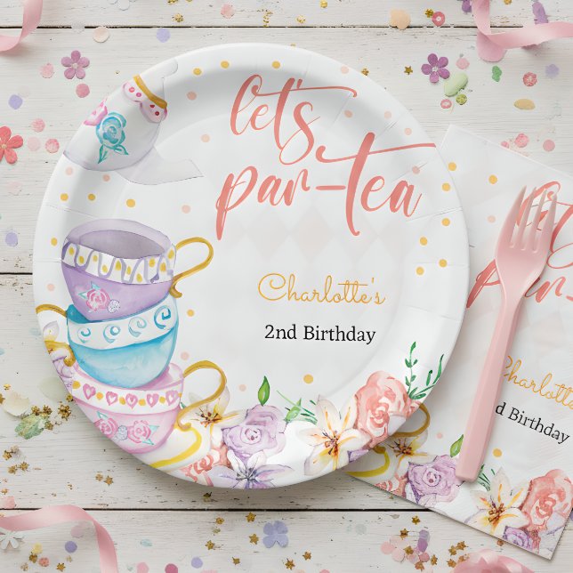 Prato De Papel Vamos par-tea, aniversário do chá (Criador carregado)