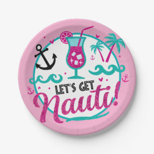Prato De Papel Vamos Pega Nauti! Placas de Bachelorette Náuticas