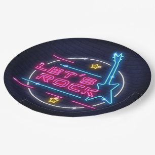Prato De Papel Vamos Rock Retro Neon