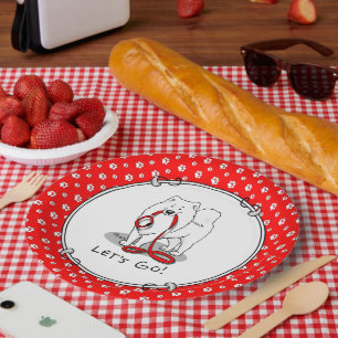 Prato De Papel Vamos! Samoyed w Red Leash Funny