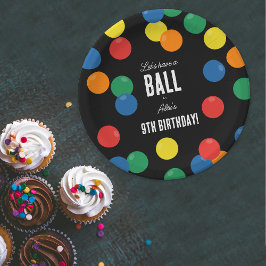 Prato De Papel Vamos tem uma Festa de aniversário de Bola Colorid