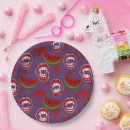 Prato De Papel Vampiro & Melancia Spooky Summerween Roxo