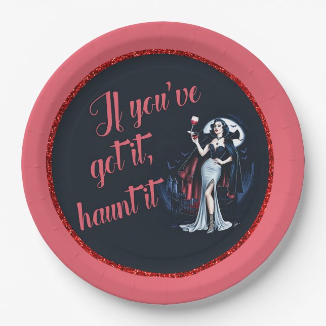 Prato De Papel Vampiro Sexy Sultry Se o tiver, assombra-o (Frente)