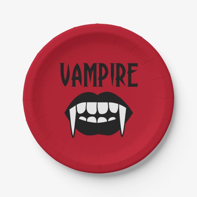 Prato De Papel Vampiro Vermelho Sinistro Halloween  (Frente)