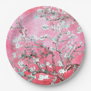 Prato De Papel Van Gogh Almond Blossomo Azul Rosa