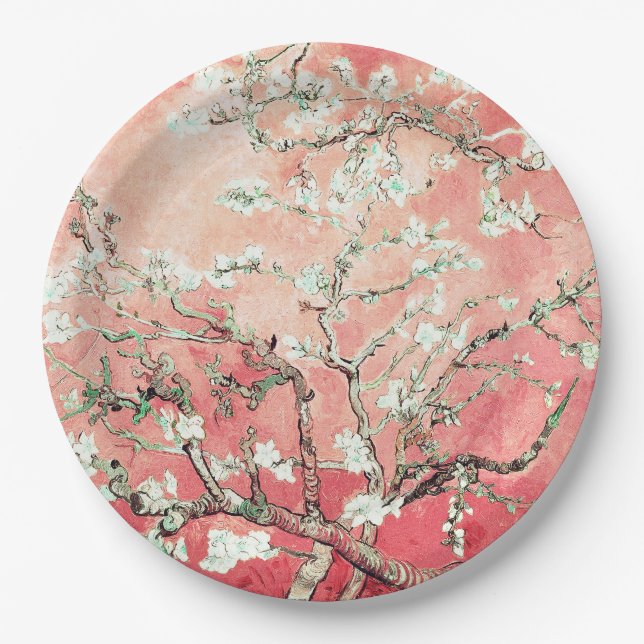 Prato De Papel Van Gogh Almond Blossoms Peach (Frente)