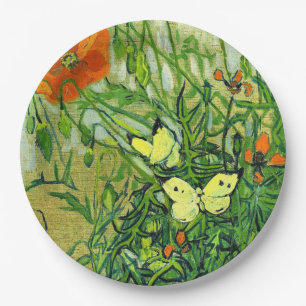 Prato De Papel Van Gogh - Borboletas e Papoulas
