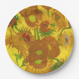 Prato De Papel Van Gogh Quinze Girassóis Em Uma Arte Bela Vaso