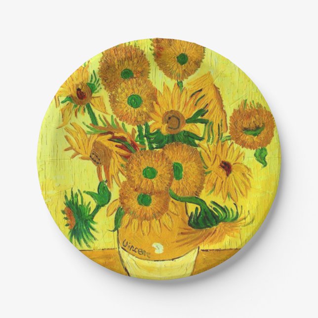 Prato De Papel Van Gogh Sunflower (Frente)