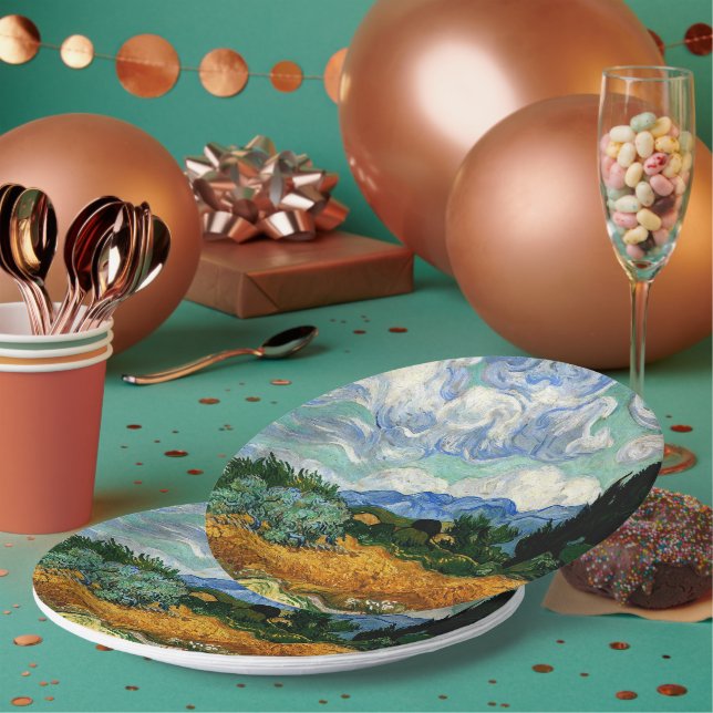 Prato De Papel Van Gogh - Wheatfield com Cypress Tree (Múltiplo)