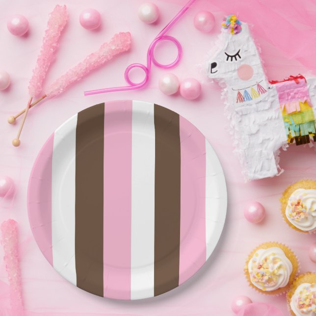 Prato De Papel Vanilla De Chocolate Rosa (Festa)