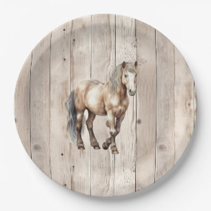 Prato De Papel Vaqueira Ocidental Cowboy Cavalo Madeira Falsa