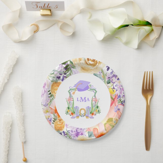 Prato De Papel Vaqueira Préppy Roxa  (Casamento)