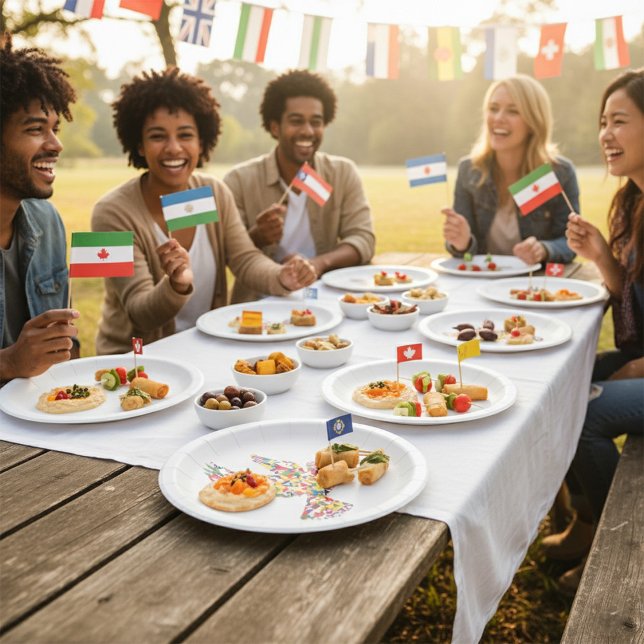 Prato De Papel Vara da Paz Mundial Feita de Bandeiras Internacion (Criador carregado)