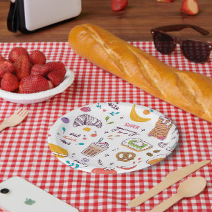 Prato De Papel Várias Comidas e Bebidas