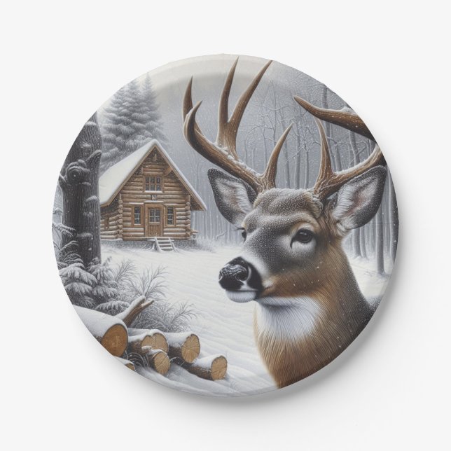 Prato De Papel Veado de inverno/Arte Buck (Frente)
