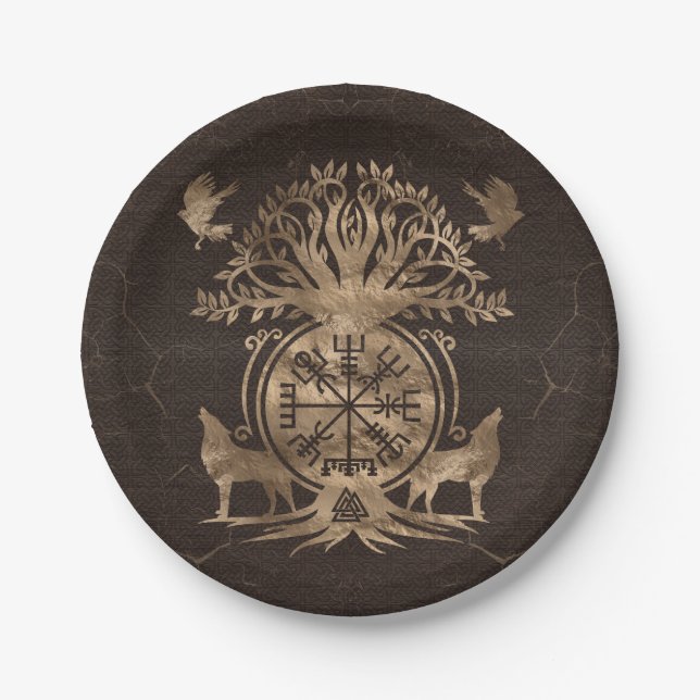 Prato De Papel Vegvisir - Ornamento de Compass Viking (Frente)